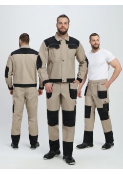 Костюм Вестгард-1 (тк.Канвас,260) брюки, бежевый/черный