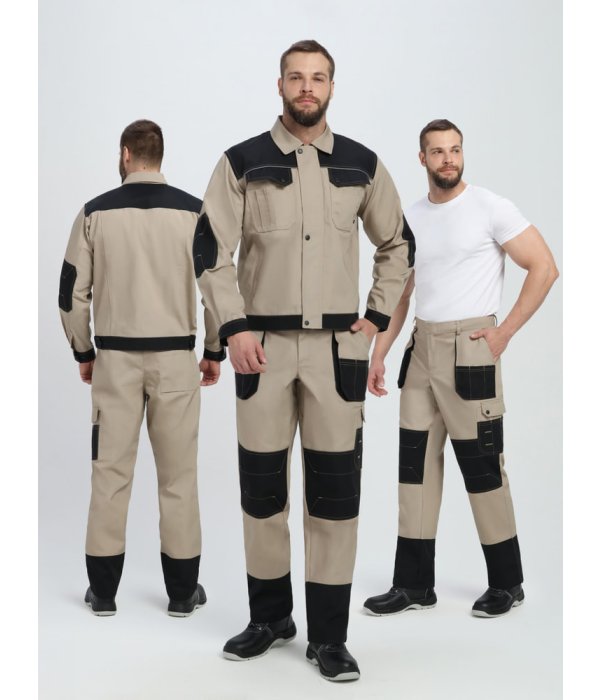 Костюм Вестгард-1 (тк.Канвас,260) брюки, бежевый/черный