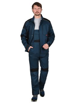 Костюм СИРИУС-ЦИТРИН куртка, полукомбинезон, морена с черным, 245 г/м2, 65%ПЭ, 35%ХБ