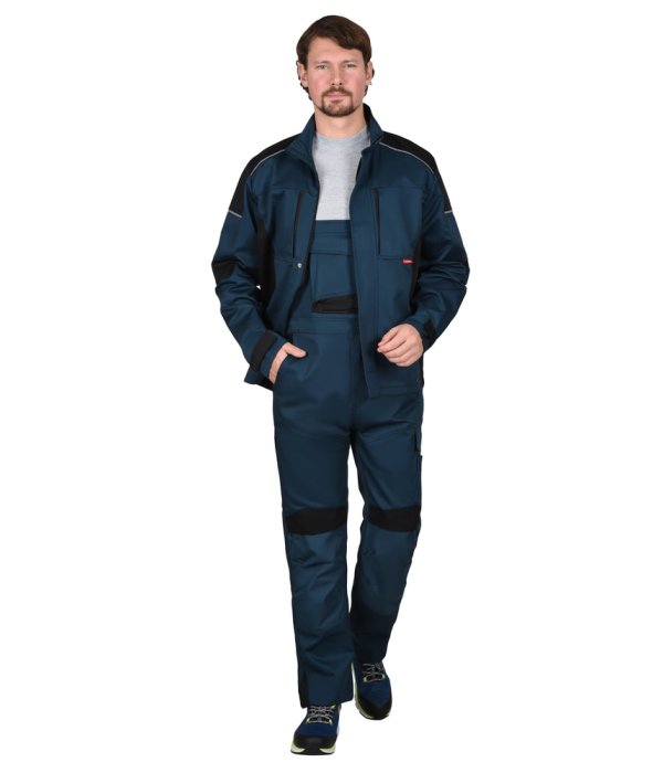 Костюм СИРИУС-ЦИТРИН куртка, полукомбинезон, морена с черным, 245 г/м2, 65%ПЭ, 35%ХБ