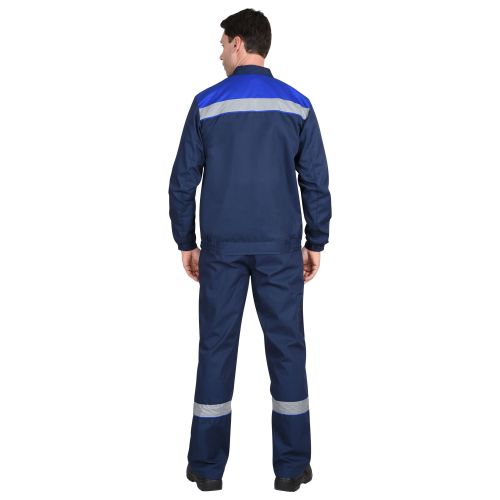 Костюм рабочий мужской "Сириус-Мастер" летний, куртка, полукомбинезон, цвет тёмно-синий с васильковой отделкой