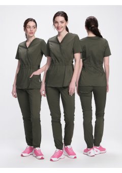Костюм женский хирургический MedLine (тк.Стрейч,120), хаки