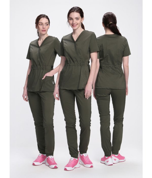 Костюм женский хирургический MedLine (тк.Стрейч,120), хаки