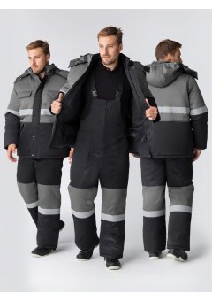 Костюм зимний Нордхард-2 СОП (тк.Смесовая,250) п/к, черный/серый