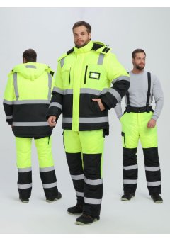 Костюм зимний сигнальный ProfLineSpecialist (тк.Оксфорд PU) брюки, желтый/черный