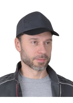 Кепка-бейсболка т.серая с черным козырьком