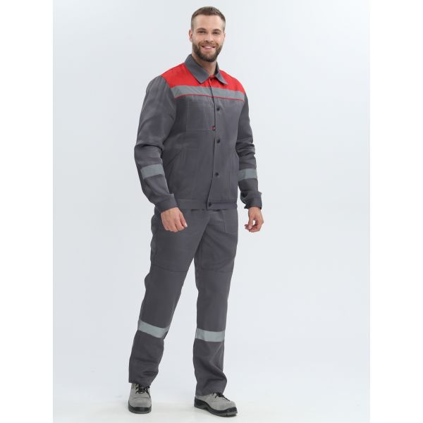 Костюм Легион-2 СОП, ткань Смесовая, 210 г/м2, полукомбинезон, цвет тёмно-серый, красный