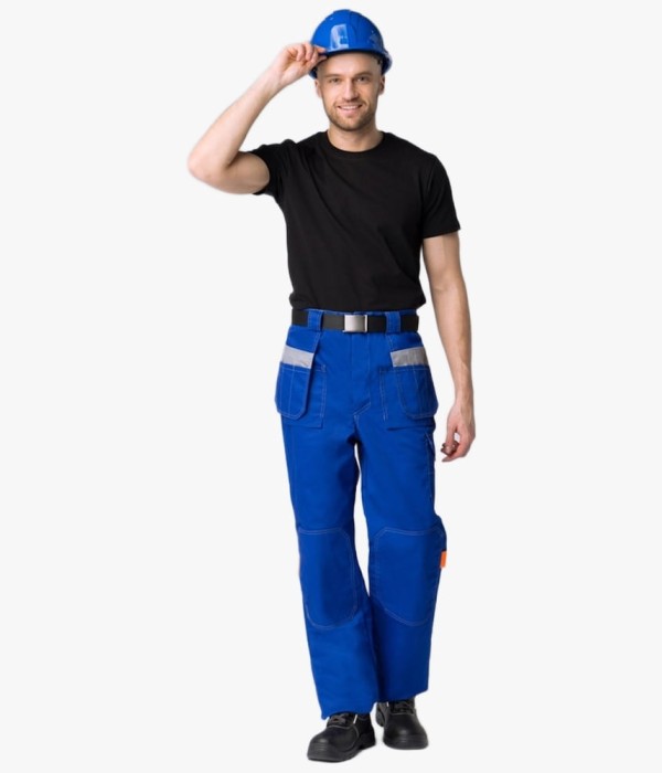 Костюм Союз-Профессионал-1 (тк. Балтекс, 240 гр/м2) брюки, васильковый, светло-серый, оранжевый