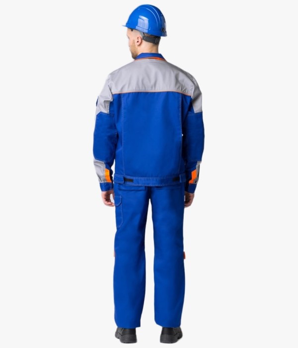 Костюм Союз-Профессионал-1 (тк. Балтекс, 240 гр/м2) брюки, васильковый, светло-серый, оранжевый