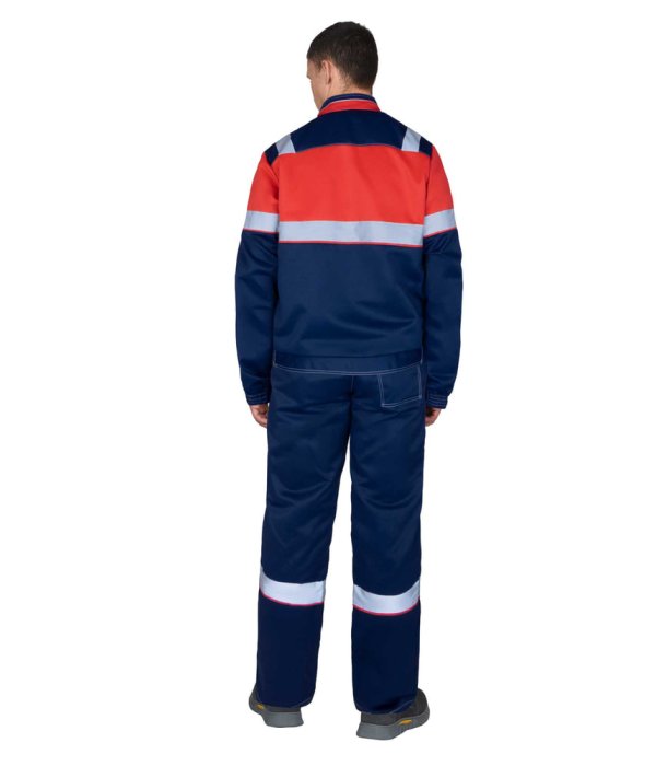 Костюм СИРИУС-НАВИГАТОР куртка, брюки, синий с красным и СОП, 245 г/м2, 65% ПЭ, 35% ХБ