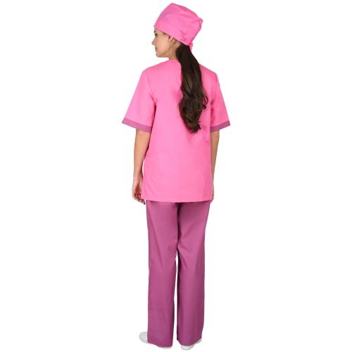 Костюм медицинский женский "Сириус-София", блуза, брюки, колпак, цвет тёмно-розовый со сливовым (СТ)