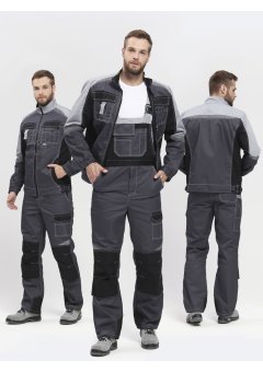 Костюм Вектрон-2 (тк.Смесовая,240) п/к, т.серый/св.серый/черный