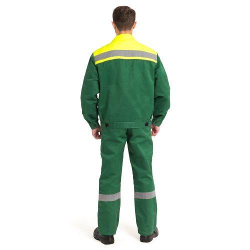Костюм рабочий мужской Рассо Нова, куртка, полукомбинезон, цвет зелёный с лимонным