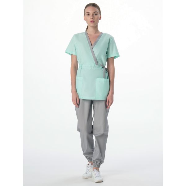 Костюм женский Симпл-001, ткань Смесовая, 120 г/м2, MedLine, цвет серый, мятный