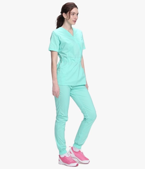 Костюм летний женский хирургический Модерн-004 (тк.Стрейч,120) MedLine, мятный