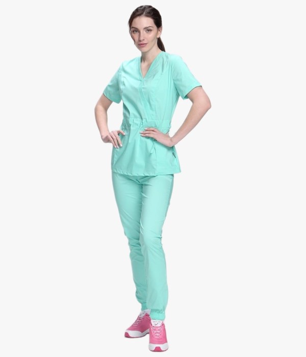 Костюм летний женский хирургический Модерн-004 (тк.Стрейч,120) MedLine, мятный