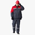 Костюм зимний мужской Баррик-2 СОП (тк.Смесовая,210) полукомбинезон, тёмно-серый, красный