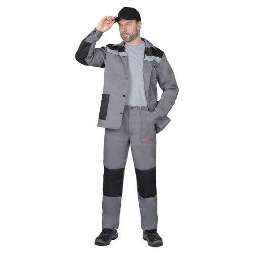 Костюм рабочий летний "Сириус-Стандарт", куртка, брюки, цвет средне-серый с чёрным и СОП 50 мм