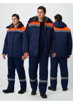 Костюм зимний на пуговицах Квайл-2 СОП (тк.Смесовая,210) п/к, т.синий/оранжевый