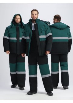 Костюм зимний Нордхард-2 СОП (тк.Смесовая,240) п/к, черный/т.зеленый