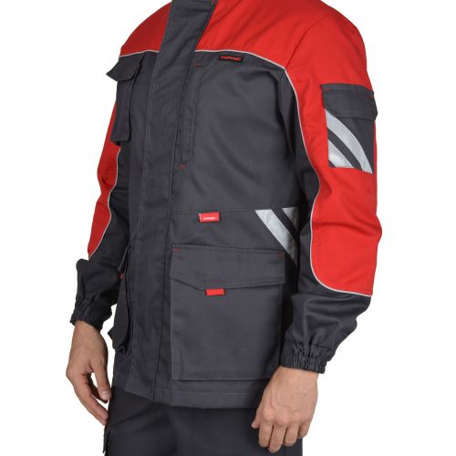 Костюм мужской рабочий "Сириус-Фотон" летний, куртка, брюки, серый с красным
