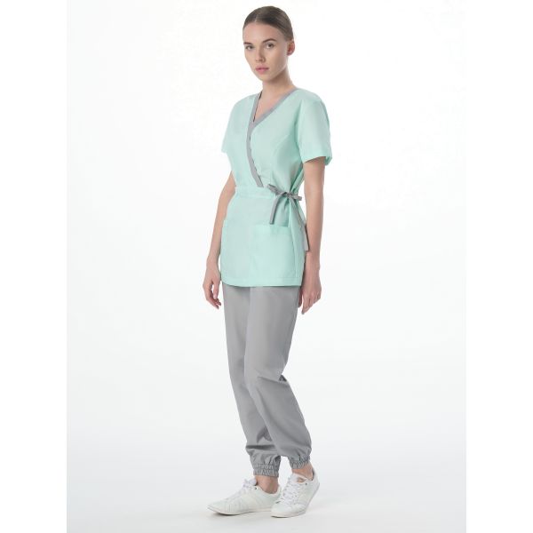 Костюм женский Симпл-001, ткань Смесовая, 120 г/м2, MedLine, цвет серый, мятный