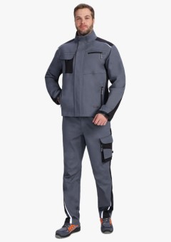 Костюм мужской ProfLineLeader-1 (тк.Хлопок/Спандекс,260) брюки, серый, чёрный