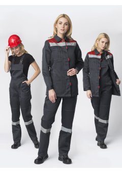 Костюм женский Веснис-2 СОП (тк.Смесовая,210) п/к, т.серый/красный