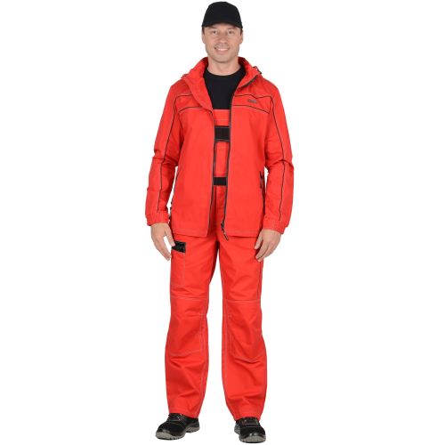 Костюм рабочий мужской "Сириус-Мельбурн" с капюшоном, цвет красный, куртка, полукомбинезон