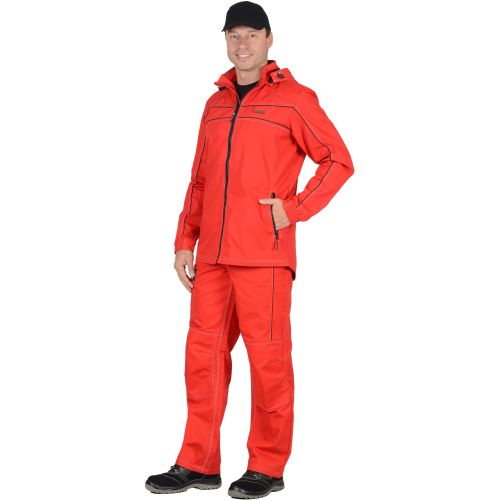 Костюм рабочий мужской "Сириус-Мельбурн" с капюшоном, цвет красный, куртка, полукомбинезон