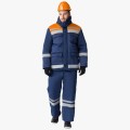 Костюм зимний Горизонт-Люкс (тк. Смесовая, 210 гр/м2) брюки, тёмно-синий, оранжевый