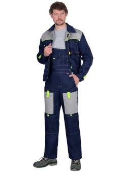 Костюм СИРИУС-ФАВОРИТ куртка, п/к, темно-синий со светло-серым, 215 г/м2, 65%ПЭ, 35%ХБ