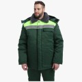 Костюм зимний мужской на пуговицах Квайл-1 СОП (тк.Смесовая,210) брюки, тёмно-зелёный, лимонный