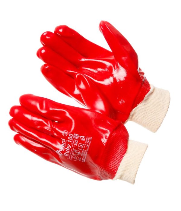Перчатки Gward МБС ПВХ красные, Ruby100, PVC002