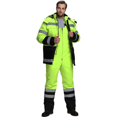 Костюм зимний для дорожника Ультра (тк.Смесовая,210) п/к, лимонный/черный Костюм зимний для дорожника Ультра (тк.Смесовая,210) п/к, лимонный/черный