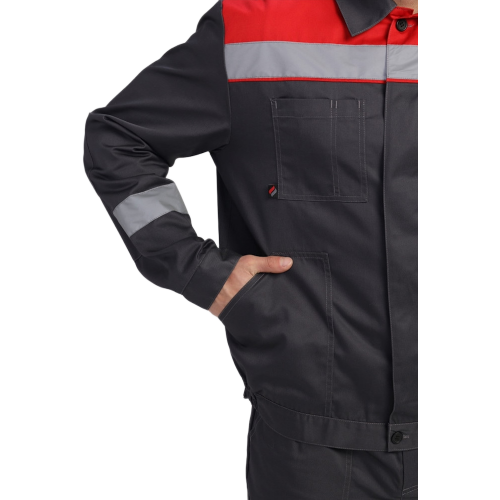 Костюм Лигор-1 Премиум СОП (тк.Смесовая,240) брюки, т.серый/красный Костюм Лигор-1 Премиум СОП (тк.Смесовая,240) брюки, т.серый/красный