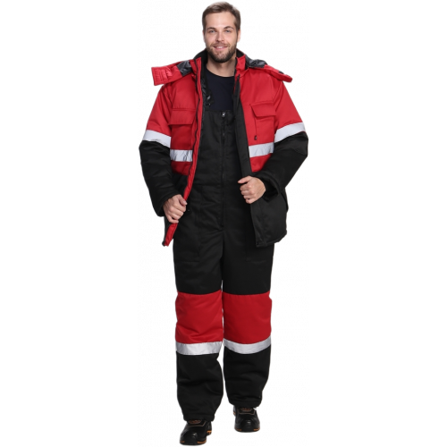 Костюм зимний Нордхард-2 СОП (тк.Смесовая,250) п/к, черный/красный