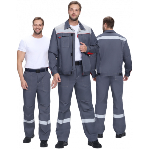 Костюм Флофт-1 Премиум СОП (тк.Смесовая,240) брюки, т.серый/серый/красный Костюм Флофт-1 Премиум СОП (тк.Смесовая,240) брюки, т.серый/серый/красный