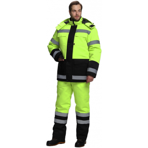 Костюм зимний для дорожника Ультра (тк.Смесовая,210) п/к, лимонный/черный Костюм зимний для дорожника Ультра (тк.Смесовая,210) п/к, лимонный/черный