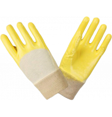 Перчатки нитриловые частичный облив облегченные манжет резинка, желтые Перчатки нитриловые частичный облив облегченные манжет резинка, желтые
