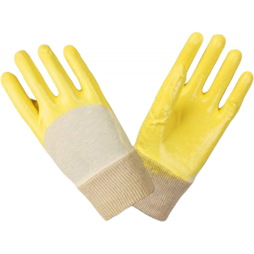 Перчатки нитриловые частичный облив облегченные манжет резинка, желтые Перчатки нитриловые частичный облив облегченные манжет резинка, желтые