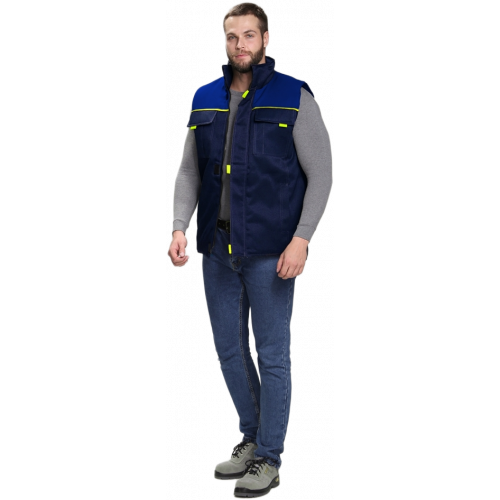 Жилет утепленный Флофт (тк.Смесовая,210), т.синий/васильковый Жилет утепленный Флофт (тк.Смесовая,210), т.синий/васильковый