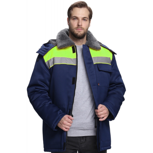 Куртка зимняя для бригадира NEW (тк.Смесовая,210), т.синий/лимонный Куртка зимняя для бригадира NEW (тк.Смесовая,210), т.синий/лимонный