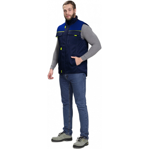 Жилет утепленный Флофт (тк.Смесовая,210), т.синий/васильковый Жилет утепленный Флофт (тк.Смесовая,210), т.синий/васильковый