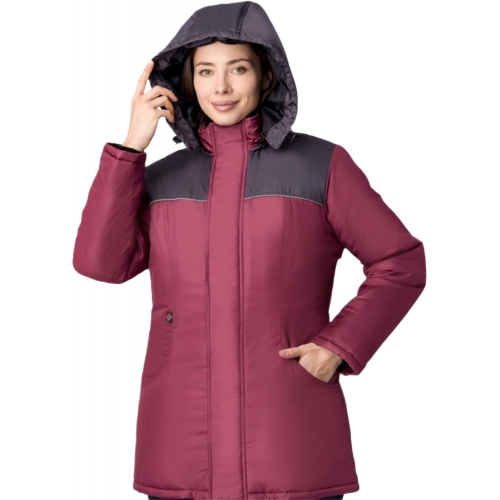 Куртка зимняя женская Сакрин (тк.Дюспо,80), бордовый/т.серый Куртка зимняя женская Сакрин (тк.Дюспо,80), бордовый/т.серый