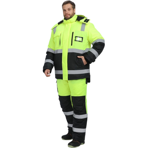 Костюм зимний сигнальный ProfLineSpecialist (тк.Оксфорд PU) брюки, желтый/черный Костюм зимний сигнальный ProfLineSpecialist (тк.Оксфорд PU) брюки, желтый/черный