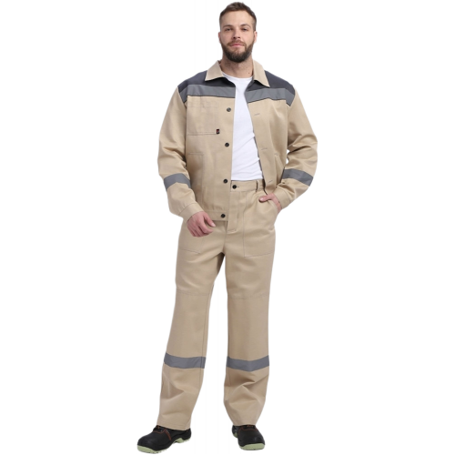 Костюм Лигор-1 СОП (тк.Смесовая,210) брюки, бежевый/т.серый Костюм Лигор-1 СОП (тк.Смесовая,210) брюки, бежевый/т.серый