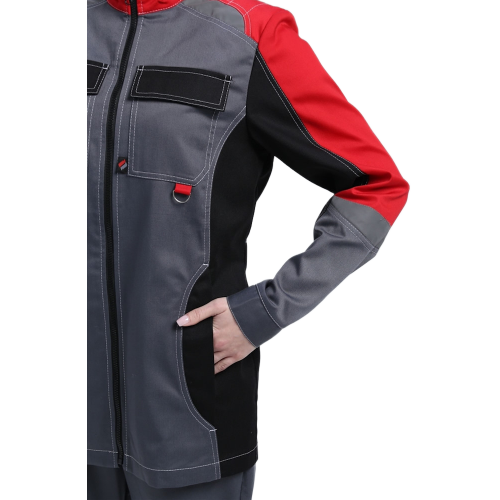 Костюм женский Вектрон-1 (тк.Смесовая,240) брюки, серый/красный/черный Костюм женский Вектрон-1 (тк.Смесовая,240) брюки, серый/красный/черный