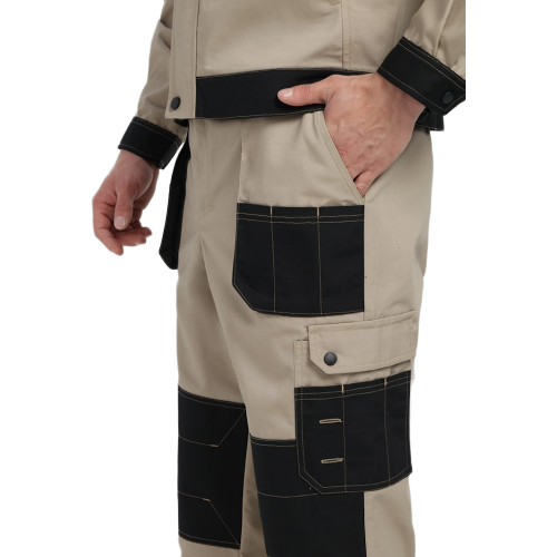 Костюм Вестгард-1 (тк.Канвас,260) брюки, бежевый/черный