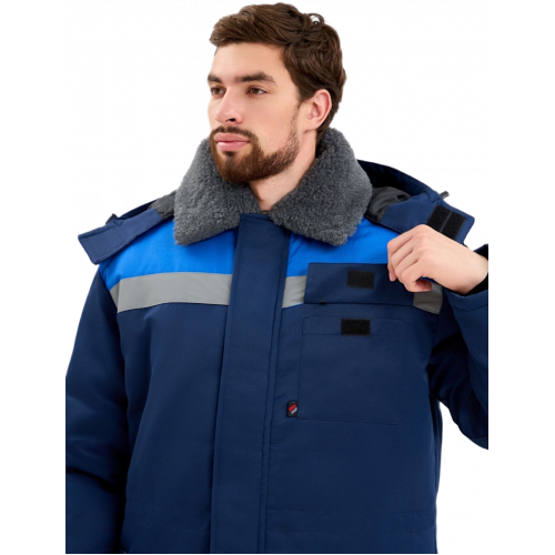 Костюм зимний Труженик-Ультра-2 СОП (тк.Смесовая,210) п/к, т.синий/васильковый